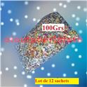 lot de 12 sachets Confettis multicolore (sachet de 100grs)