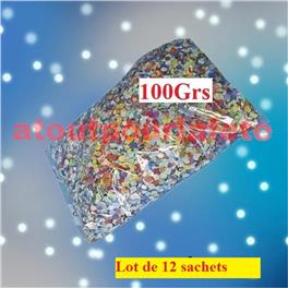 lot de 12 sachets Confettis multicolore (sachet de 100grs)