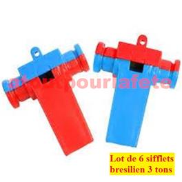 Lot de 12 Sifflets Bresilien Samba 3 tons (Divers coloris)