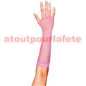 Gants Mitaine resille long rose (la paire)
