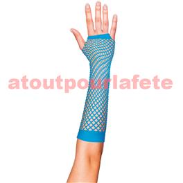Gants Mitaine resille long Turquoise (la paire)