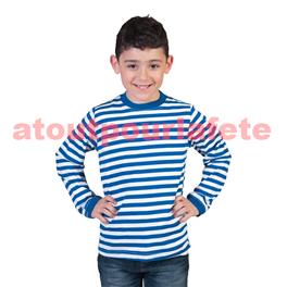 Tee Shirt enfant "Gondolier, Clown, Marceau" rayé blanc-Bleu Tee Shirt enfant "Gondolier, Clown, Marceau" rayé blanc-Bleu