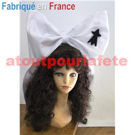 Coiffe Alsacienne Noir avec Hermine blanche (pour Alsacienne Bretonnante)